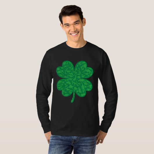 Dinosaur Lover Four Leaf Clover Dino St Patricks D Tシャツ (正面フル)
