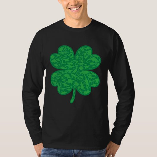 Dinosaur Lover Four Leaf Clover Dino St Patricks D Tシャツ (正面)