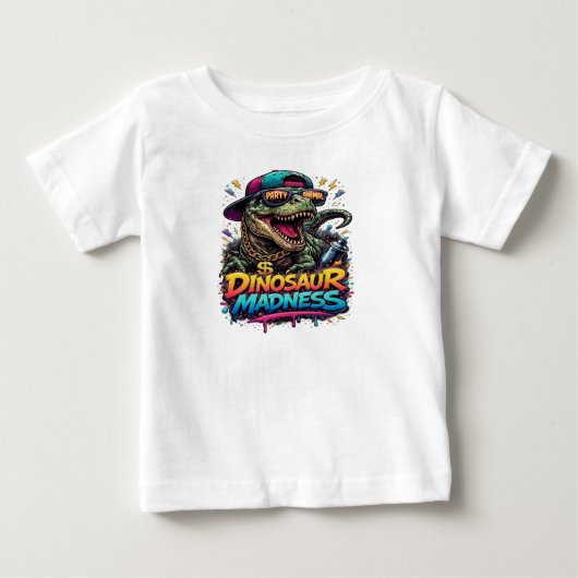 Dinosaur Madness — Party Animal T‑Rex Graphic ベビーTシャツ (正面)