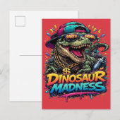 Dinosaur Madness — Party Animal T‑Rex Graphic ポストカード (正面/裏面)