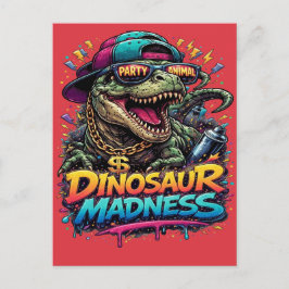 Dinosaur Madness — Party Animal T‑Rex Graphic ポストカード