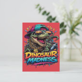 Dinosaur Madness — Party Animal T‑Rex Graphic ポストカード (スタンド正面)