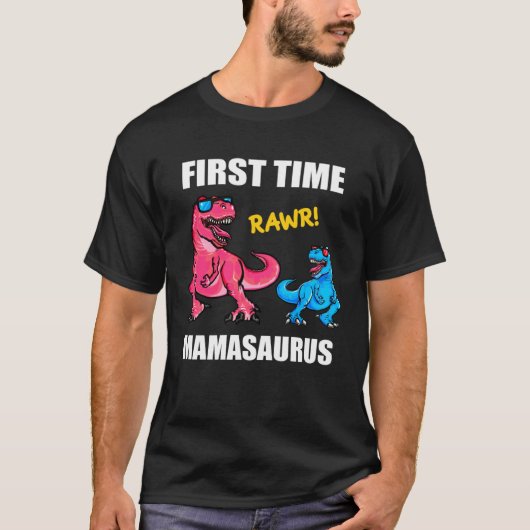 Dinosaur Mama  Baby Announcement First Time Mamasa Tシャツ (正面)