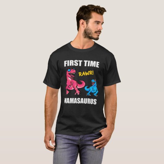Dinosaur Mama  Baby Announcement First Time Mamasa Tシャツ (正面フル)