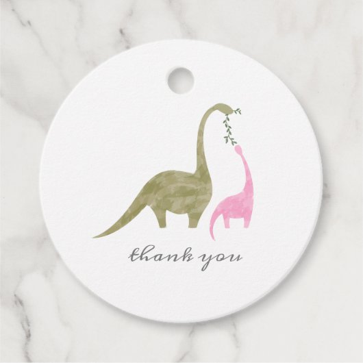 Dinosaur Mama Pink Baby Shower フェイバータグ (正面)