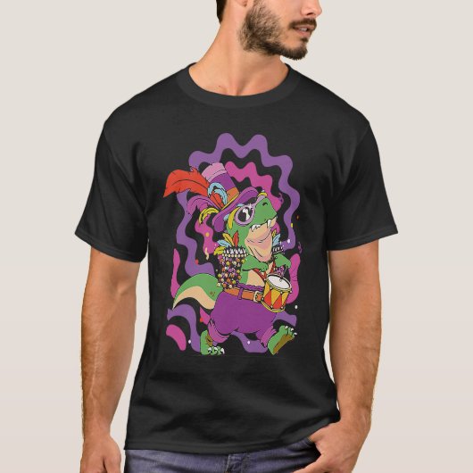 Dinosaur Mardi Gras Party Parade Shenanigans Carni Tシャツ (正面)