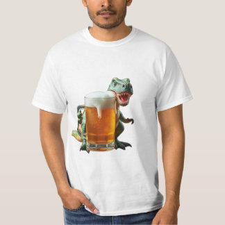 dinosaur men's t-shirt defending his beer tシャツ