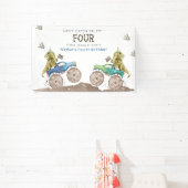 Dinosaur & Monster Truck 4th Birthday Vinyl Banner 横断幕 (インサイチュ)