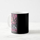 Dinosaur Monster Truck Pink Ribbon Crush Breast Ca コーヒーマグカップ (正面左)