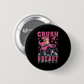 Dinosaur Monster Truck Pink Ribbon Crush Breast Ca 缶バッジ (正面&裏面)