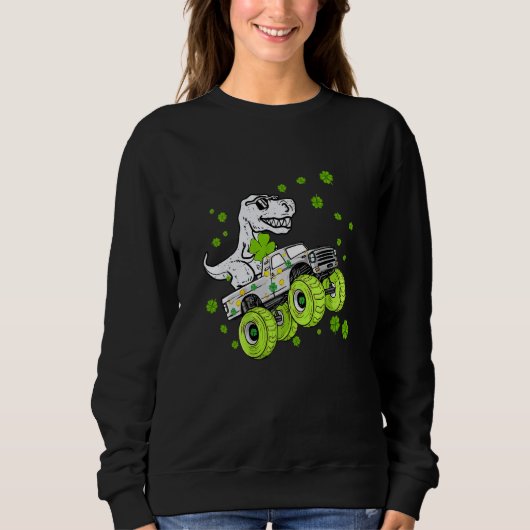 Dinosaur Monster Truck St Patrick's Day Boys Men スウェットシャツ (正面)