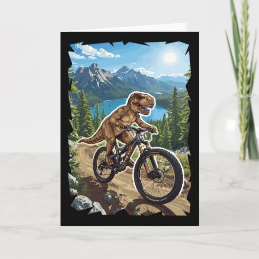Dinosaur Mountain Biking Through Forest Trail  カード (正面)