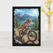 Dinosaur Mountain Biking Through Forest Trail  カード (黄色い花)