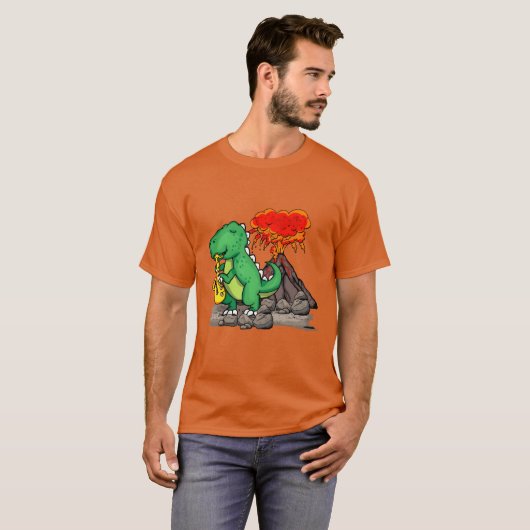Dinosaur Music Gift Jazz Music Band Saophone frien Tシャツ (正面フル)