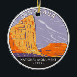 Dinosaur National Monument Vintage Circle  セラミックオーナメント<br><div class="desc">Dinosaur vector artwork design. The park contains over 800 paleontological sites and has fossils of dinosaurs including Allosaurus,  Deinonychus,  Abydosaurus,  and various sauropods.</div>