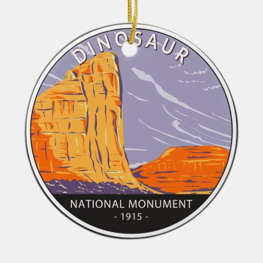Dinosaur National Monument Vintage Circle  セラミックオーナメント (正面)