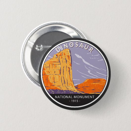 Dinosaur National Monument Vintage Circle  缶バッジ (正面&裏面)
