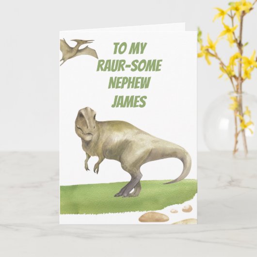 Dinosaur Nephew Birthday Card カード (黄色い花)