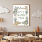 Dinosaur Numbers Nursery Watercolor Poster ポスター