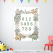 Dinosaur Numbers Nursery Watercolor Poster ポスター