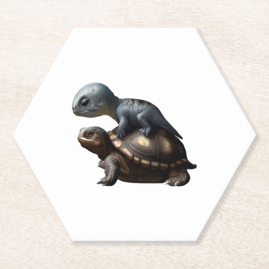 dinosaur on turtle Copy ペーパーコースター (正面)