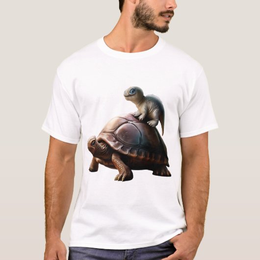 dinosaur on turtle tシャツ (正面)