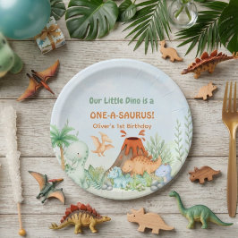 Dinosaur One-A-Saurus 1st Birthday  ペーパープレート