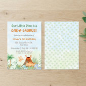 Dinosaur One-A-Saurus 1st Birthday 招待状