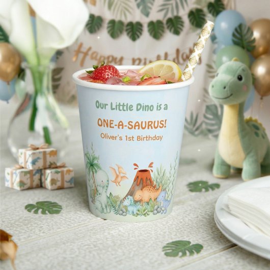 Dinosaur One-A-Saurus 1st Birthday 紙コップ