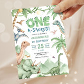 Dinosaur One-A-Saurus 1st Birthday Party 招待状