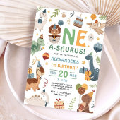 Dinosaur One A-Saurus Boy 1st Birthday Party  招待状