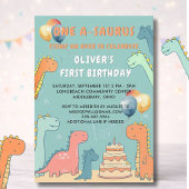 Dinosaur One-A-Saurus Boy 1st Birthday Party  招待状