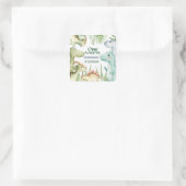 Dinosaur One-A-Saurus Boy 1st Birthday Party Invit スクエアシール (バッグ)