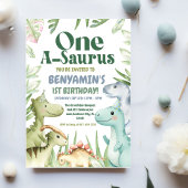 Dinosaur One-A-Saurus Boy 1st Birthday Party Invit 招待状