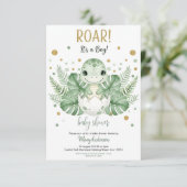 Dinosaur park Baby Shower party boy girl Roar 招待状 (スタンド正面)