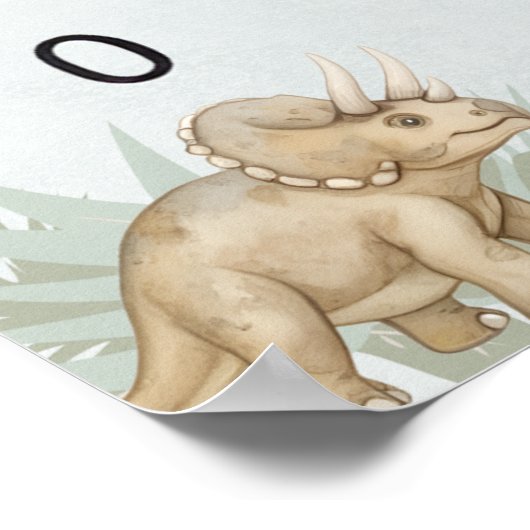 Dinosaur Personalized Name Monogram A Growth Chart ポスター (角)
