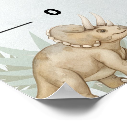 Dinosaur Personalized Name Monogram B Growth Chart ポスター (角)