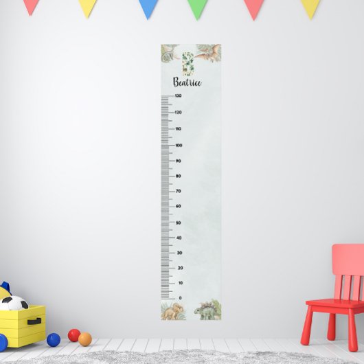Dinosaur Personalized Name Monogram B Growth Chart ポスター