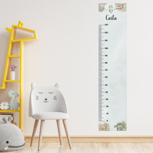 Dinosaur Personalized Name Monogram C Growth Chart ポスター