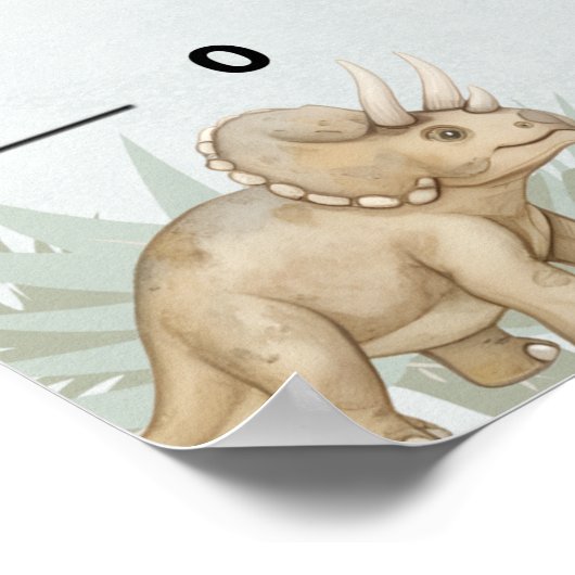 Dinosaur Personalized Name Monogram C Growth Chart ポスター (角)