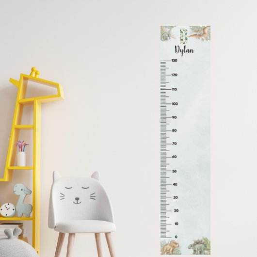 Dinosaur Personalized Name Monogram D Growth Chart ポスター
