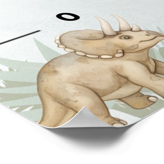 Dinosaur Personalized Name Monogram D Growth Chart ポスター (角)