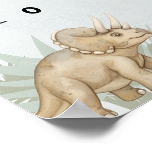 Dinosaur Personalized Name Monogram E Growth Chart ポスター (角)