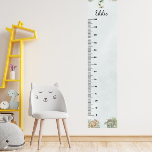 Dinosaur Personalized Name Monogram E Growth Chart ポスター