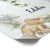 Dinosaur Personalized Name Monogram E Nursery ポスター (角)