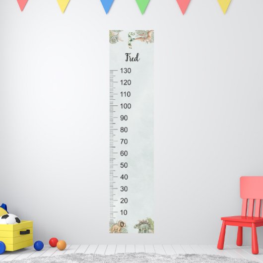 Dinosaur Personalized Name Monogram F Growth Chart ポスター