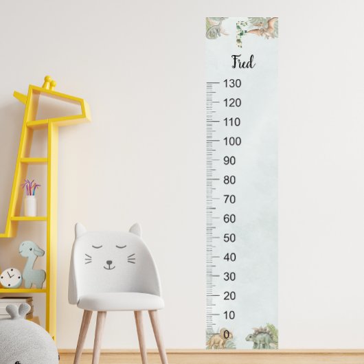 Dinosaur Personalized Name Monogram F Growth Chart ポスター