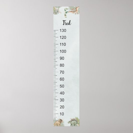 Dinosaur Personalized Name Monogram F Growth Chart ポスター (正面)