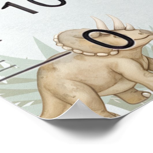 Dinosaur Personalized Name Monogram F Growth Chart ポスター (角)