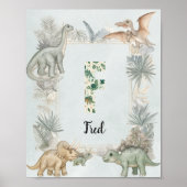 Dinosaur Personalized Name Monogram F Nursery ポスター (正面)